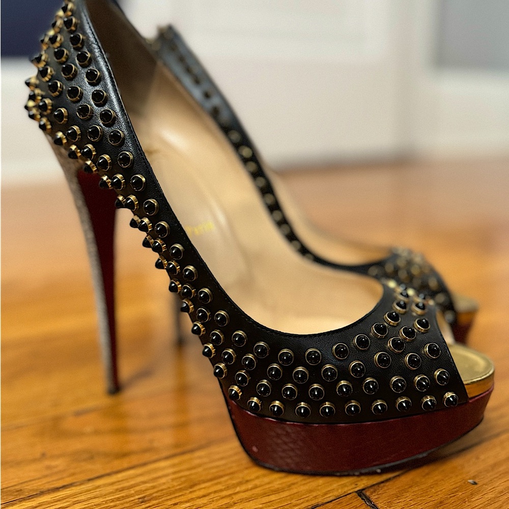 Christian Louboutin LADY CABO Studded Spike Platform Heel Pump Shoes